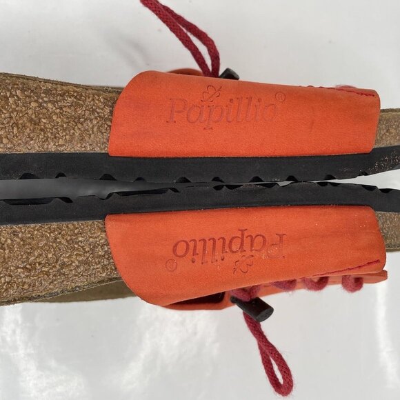 BIRKENSTOCK Papillio Orange Leather Slide Women's Sz 9 Lace Up Sandal - Picture 6 of 6